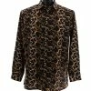 Bassiri Long Sleeve Button Down Casual Printed Men's Shirt - Squiggles Pattern Brown #6480