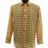 Bassiri Long Sleeve Button Down Casual Printed Men's Shirt - Stripe Pattern Yellow #6481 Shirts