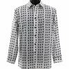 Bassiri Long Sleeve Button Down Casual Printed Men's Shirt - Stripe Pattern White #6482 Shirts