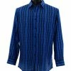 Shirts Bassiri Long Sleeve Button Down Casual Printed Men's Shirt - Stripe Pattern Royal Blue #6486