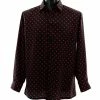 Bassiri Long Sleeve Button Down Casual Printed Men's Shirt - Polka Dot Pattern Black & Red #6491