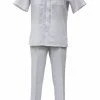 2pc Sets Bassiri 2pc Set Men's Short Sleeve Walking Suit - Solid Pattern White #A 130