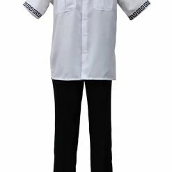 Bassiri 2pc Set Men's Short Sleeve Walking Suit - Greek Key Pattern White #A 132 2pc Sets