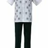 Bassiri 2pc Set Men's Short Sleeve Walking Suit - Square Swirl Pattern Emerald Green #A 133