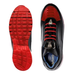 Weekend Menswear Belvedere Sneakers Men's Shoes Black & Red - Flash E01 Accessories