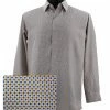 Shirts Sangi Long Sleeve Button Down Casual Printed Men's Shirt - Mini Dots Pattern Gold #FM 27