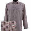 Shirts Sangi Long Sleeve Button Down Casual Printed Men's Shirt - Mini Dots Pattern Red #FM 28