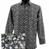 Sangi Long Sleeve Button Down Casual Printed Men's Shirt - Floral Pattern Black #FM 29 Shirts