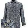 Sangi Long Sleeve Button Down Casual Printed Men's Shirt - Floral Pattern Sky Blue #FM 42 Shirts
