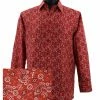 Shirts Sangi Long Sleeve Button Down Casual Printed Men's Shirt - Paisley Pattern Red #FM 46