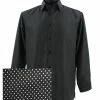 Sangi Long Sleeve Button Down Casual Printed Men's Shirt - Polka Dot Pattern Black #FM 61 Shirts