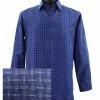 Sangi Long Sleeve Button Down Casual Printed Men's Shirt - Gingham Pattern Royal Blue #FM 63