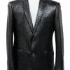 New ❤️ Bassiri Two Button Single Breasted Men's Blazer - Crocodile Pattern Black #J 1041 Blazers ⌛ 2 Bassiri Two Button Single Breasted Men's Blazer - Crocodile Pattern Black #J 1041 Blazers