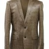 Bassiri Two Button Single Breasted Men's Blazer - Crocodile Pattern Tan #J 1041
