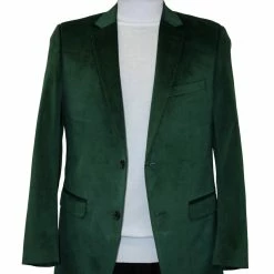 Bassiri Two Button Single Breasted Men's Blazer - Solid Pattern Hunter Green #J 1042