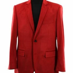 Bassiri Two Button Single Breasted Men's Blazer - Solid Pattern Red #J 1043