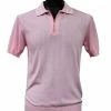 Sweaters Bassiri Men's Zip Polo Short Sleeve Sweater - Greek Key Pattern Pink #Q 127