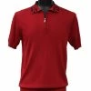 Sweaters Bassiri Men's Zip Polo Short Sleeve Sweater - Greek Key Pattern Red #Q 127