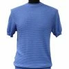 Bassiri Men's Round Neck Short Sleeve Sweater - Jacquard Squares Pattern Blue #Q 131 Sweaters