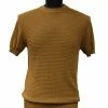 Bassiri Men's Round Neck Short Sleeve Sweater - Jacquard Squares Pattern Gold #Q 131