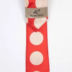 Rossi Man Men's Ties With Pocket Round Polka Dot Pattern Coral & Cream - RMR001-10 Accessories