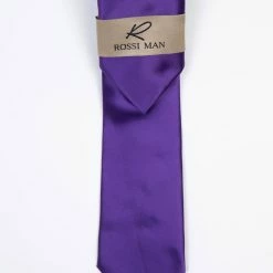 Rossi Man Men's Ties With Pocket Round Solid Pattern Purple - RMR665-14
