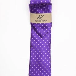 Rossi Man Men's Ties With Pocket Round Polka Dot Pattern Purple - RMR662-11 Accessories