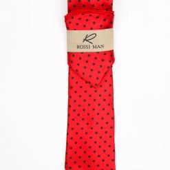 Rossi Man Men's Ties With Pocket Round Polka Dot Pattern Red- RMR662-6