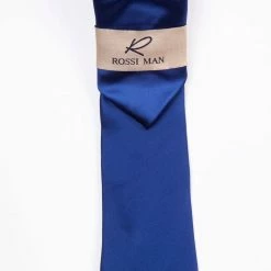 Rossi Man Men's Ties With Pocket Round Solid Pattern Royal Blue - RMR665-10