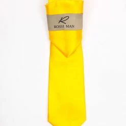 Accessories Rossi Man Men's Ties With Pocket Round Solid Pattern Yellow - RMR665-1