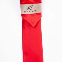 Rossi Man Men's Ties With Pocket Round Solid Pattern Red - RMR665-3 Accessories