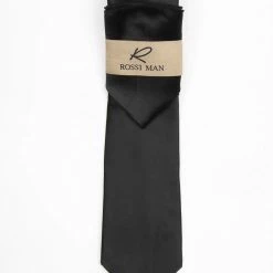 Accessories Rossi Man Men's Ties With Pocket Round Solid Pattern Black - RMR665-4