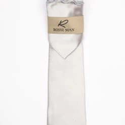 Rossi Man Men's Ties With Pocket Round Solid Pattern Silver - RMR665-6