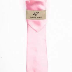 Rossi Man Men's Ties With Pocket Round Solid Pattern Pink - RMR665-8 Accessories