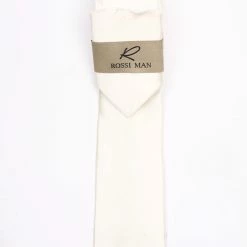 Rossi Man Men's Ties With Pocket Round Solid Pattern Ivory - RMR665-9 Accessories