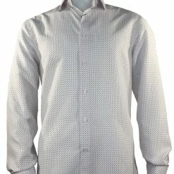 Shirts Sangi Long Sleeve Button Down Casual Printed Men's Shirt - Diamond Star Pattern Red #S 1065