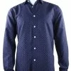 Sangi Long Sleeve Button Down Casual Printed Men's Shirt - Double Dash Pattern Navy #S 1078 Shirts