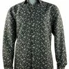 Shirts Sangi Long Sleeve Button Down Casual Printed Men's Shirt - Floral Pattern Black #S 1085