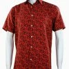 Sangi Short Sleeve Button Down Casual Printed Men's Shirt - Floral Pattern Red #S 2029