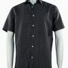Sangi Short Sleeve Button Down Casual Printed Men's Shirt - Dots Pattern Black #S 2035