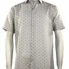 Sangi Short Sleeve Button Down Casual Printed Men's Shirt - Diamonds Pattern White #S 2038