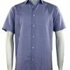 Sangi Short Sleeve Button Down Casual Printed Men's Shirt - Dots Pattern Blue #S 2049