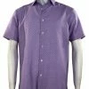 Sangi Short Sleeve Button Down Casual Printed Men's Shirt - Dots Pattern Lilac #S 2050
