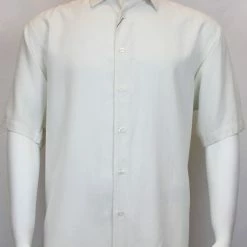 Shirts Sangi Short Sleeve Button Down Casual Tone On Tone Men's Shirt - Multi Stripe Pattern White #S 3815