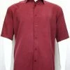 Shirts Sangi Short Sleeve Button Down Casual Tone On Tone Men's Shirt - Multi Stripe Pattern Red #S 3816
