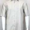 Sangi Short Sleeve Button Down Casual Tone On Tone Men's Shirt - Stripe Pattern Cream #S 3823 Shirts