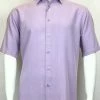 Sangi Short Sleeve Button Down Casual Tone On Tone Men's Shirt - Grid Pattern Lilac #S 3827